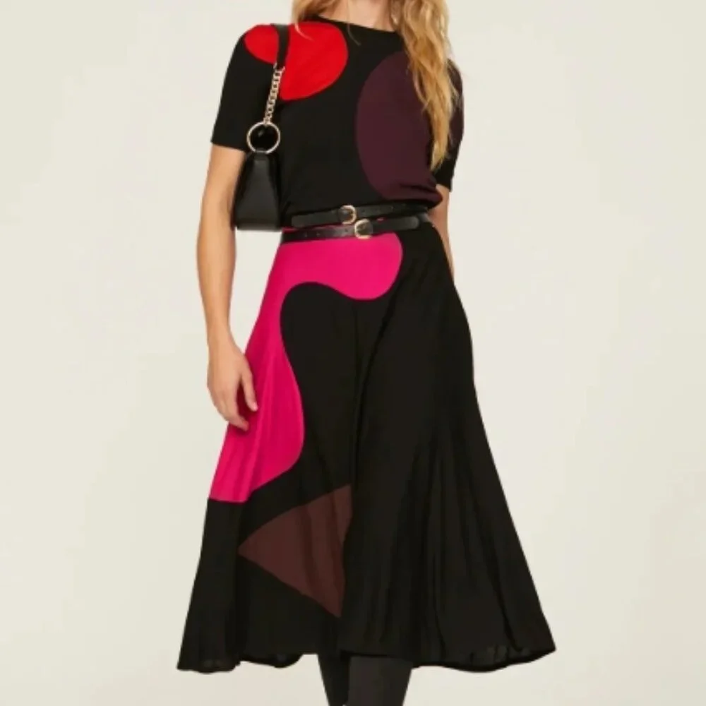 Tory Burch  Colorblock Knit Midi Skirt in Black XS $ 998